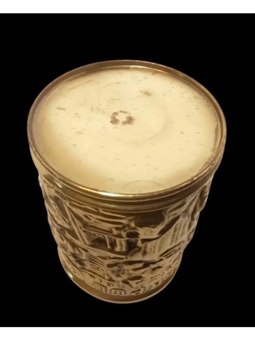 Vtg Brass Beer Mug Decorative Bierpul Cup Embossed Tavern Scene Made in Holland